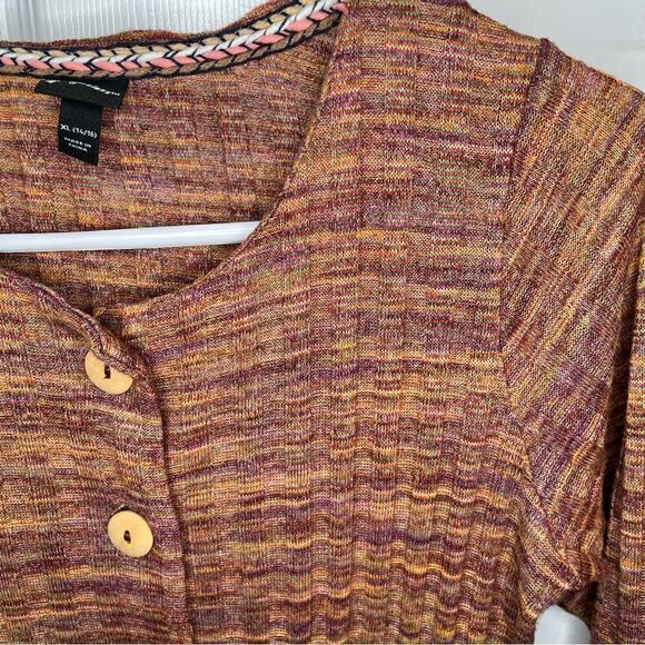 Art Class Button Ribbed Jumpsuit Lettuce Trim Girls Brown Multicolor XL 14 / 16 - Picture 5 of 10